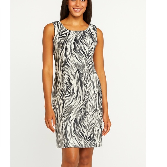 Talbots white Grey Sheath sleeveless Dress size 10 large - Picture 1 of 13